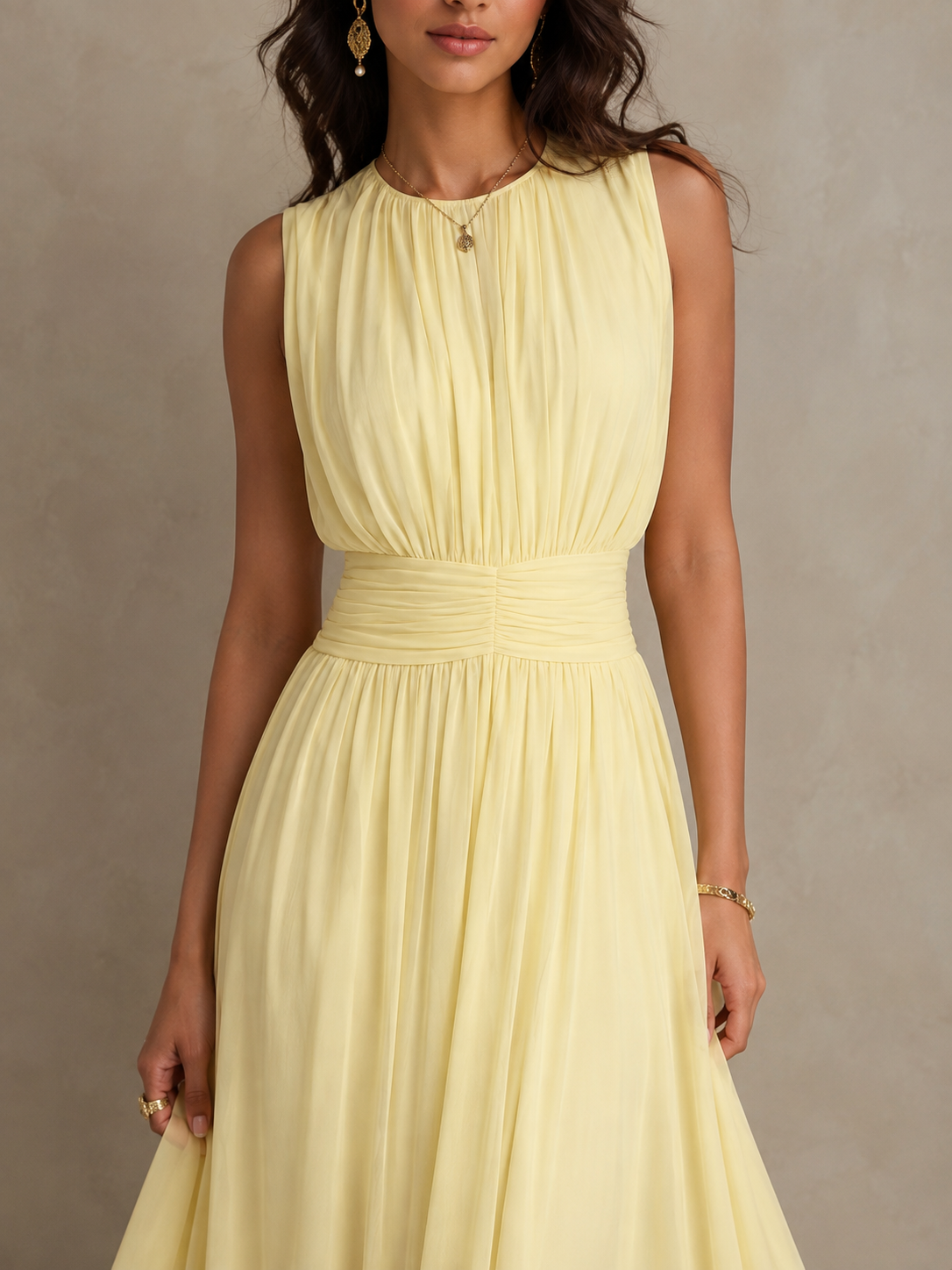 Westique | Roxanne Ruched Waist Sleeveless Maxi Dress