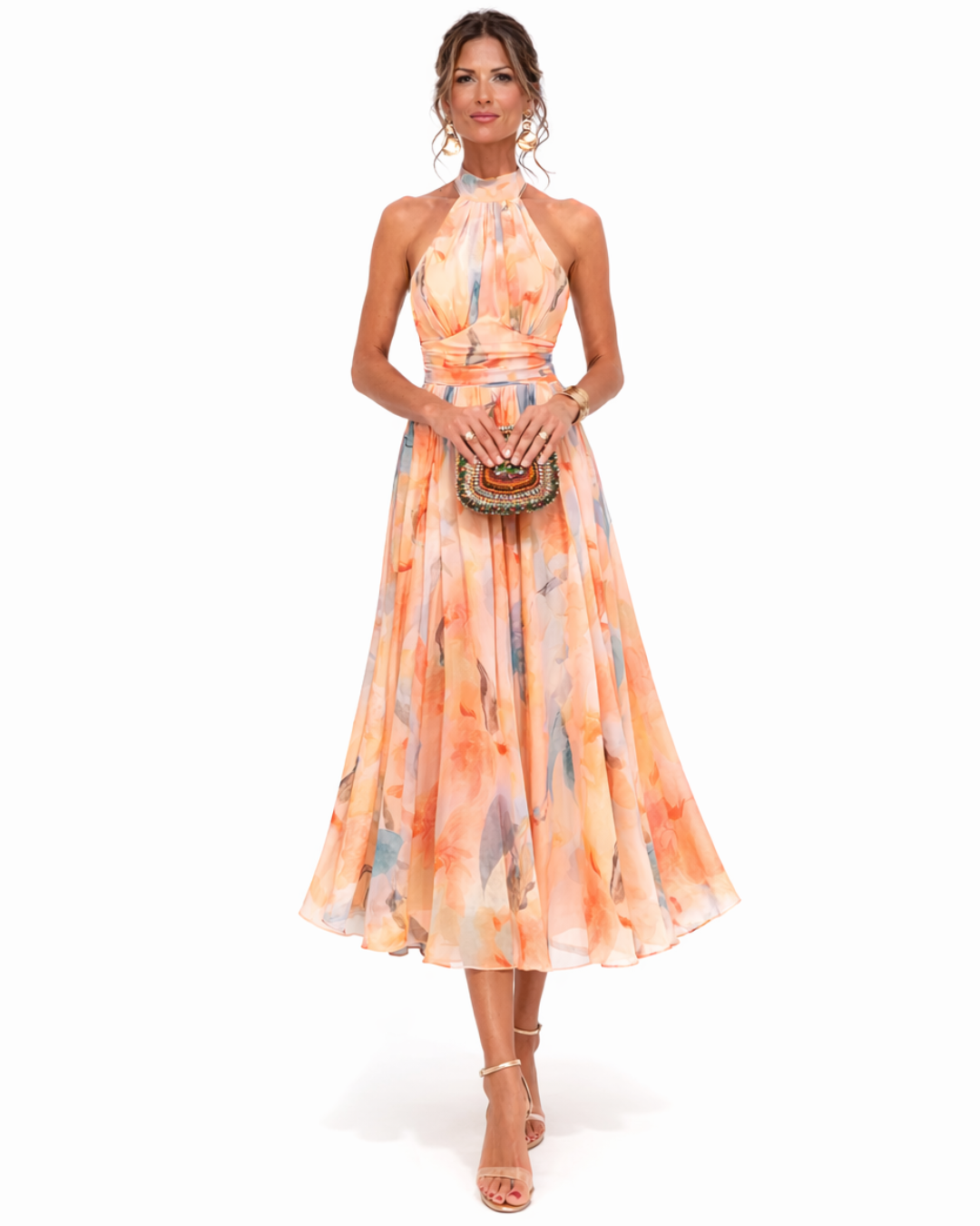 Westique | Aurora Halter Neck Watercolor Print Dress