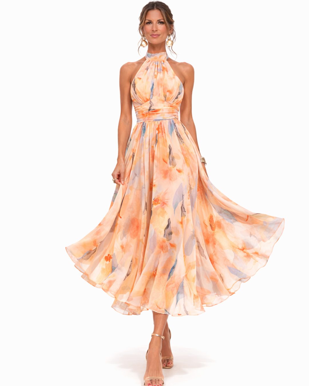 Westique | Aurora Halter Neck Watercolor Print Dress