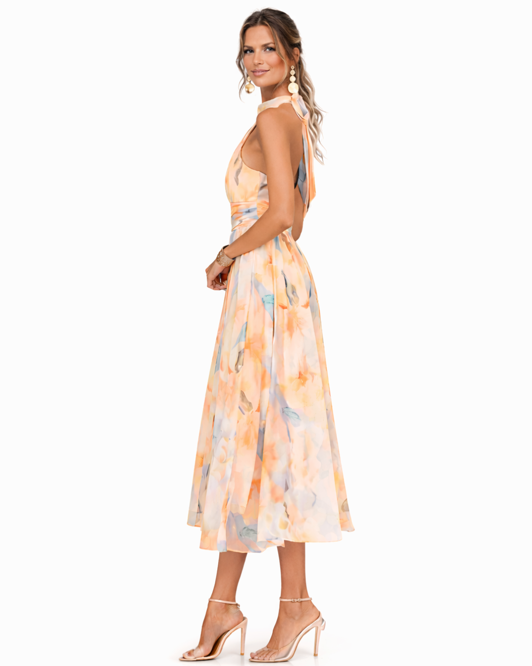 Westique | Aurora Halter Neck Watercolor Print Dress