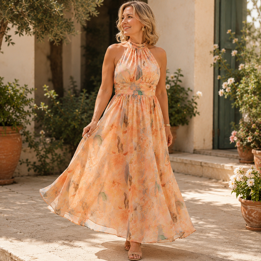 Westique | Aurora Halter Neck Watercolor Print Dress