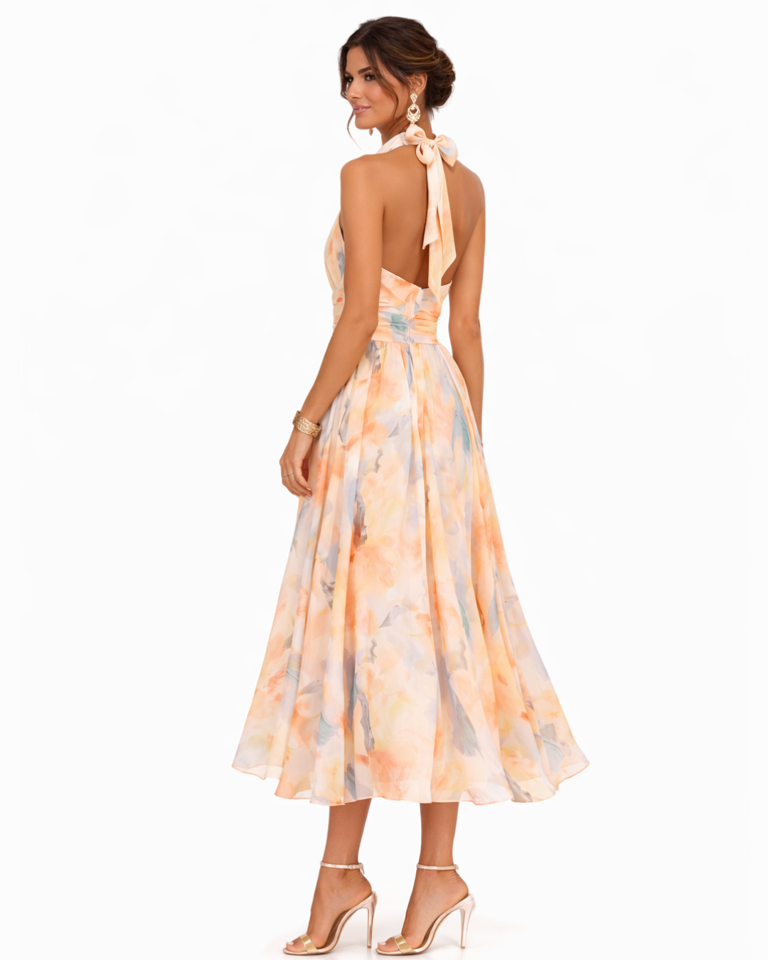 Westique | Aurora Halter Neck Watercolor Print Dress