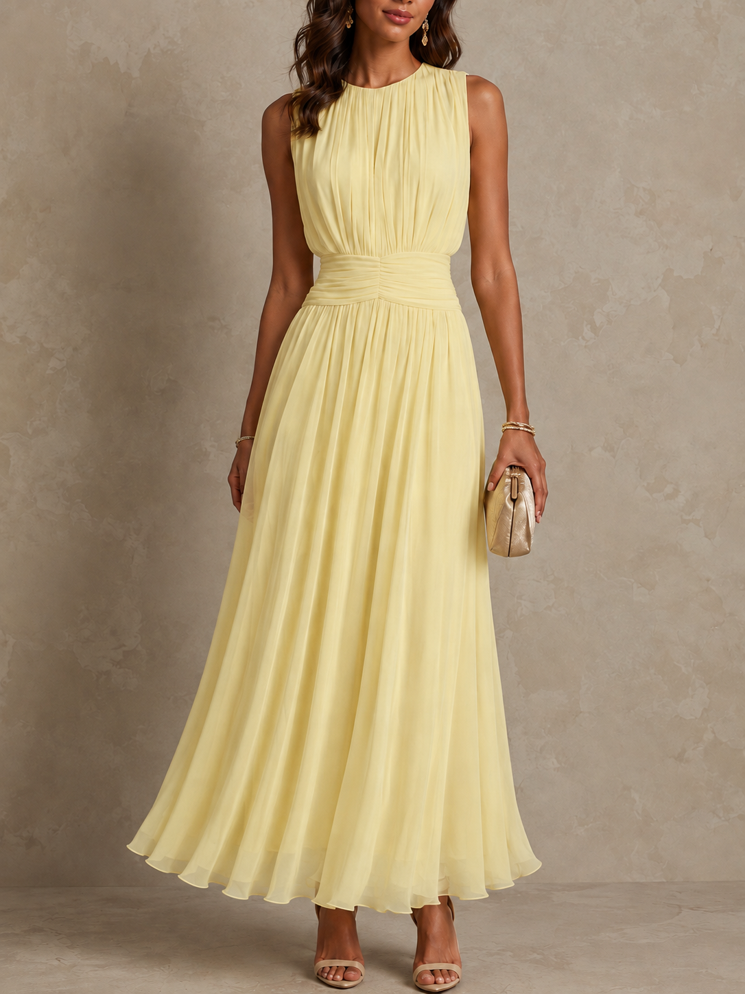 Westique | Roxanne Ruched Waist Sleeveless Maxi Dress