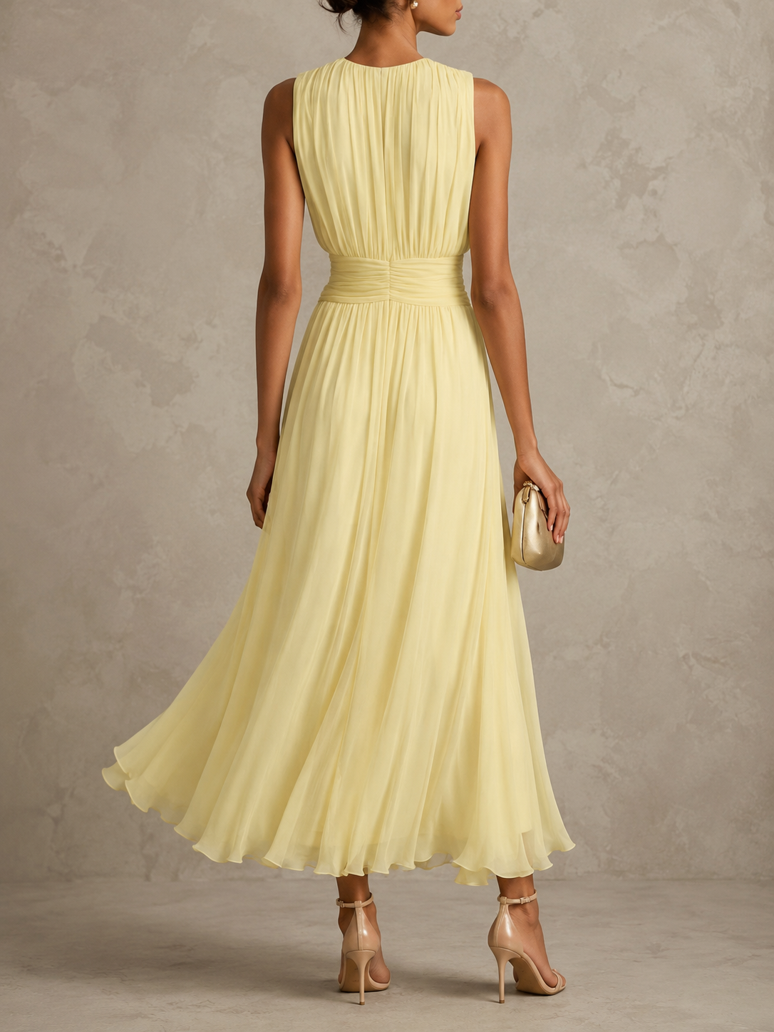 Westique | Roxanne Ruched Waist Sleeveless Maxi Dress
