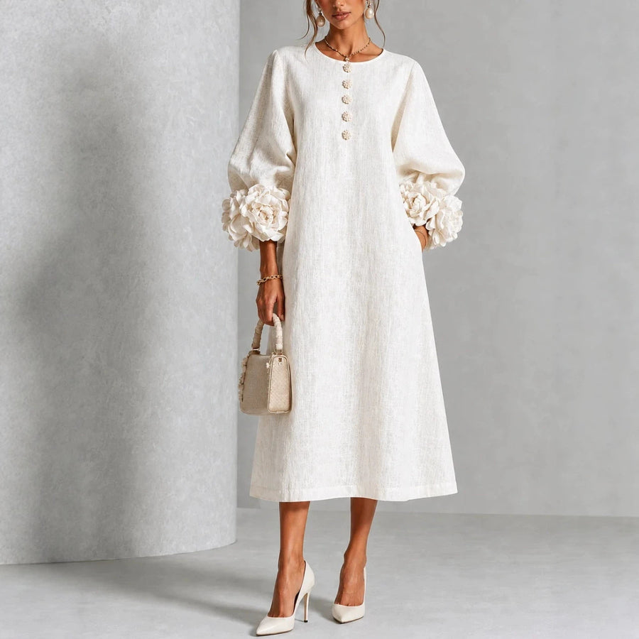 Westique | Theodosia Rosette-Cuff Button Midi Dress