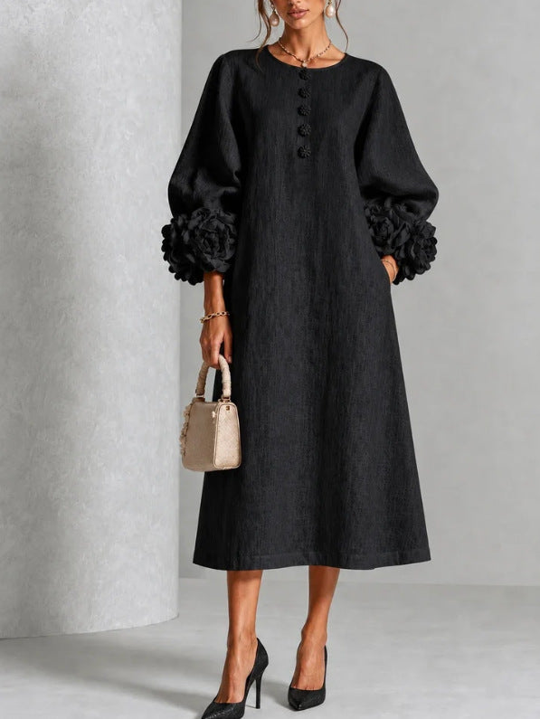 Westique | Theodosia Rosette-Cuff Button Midi Dress