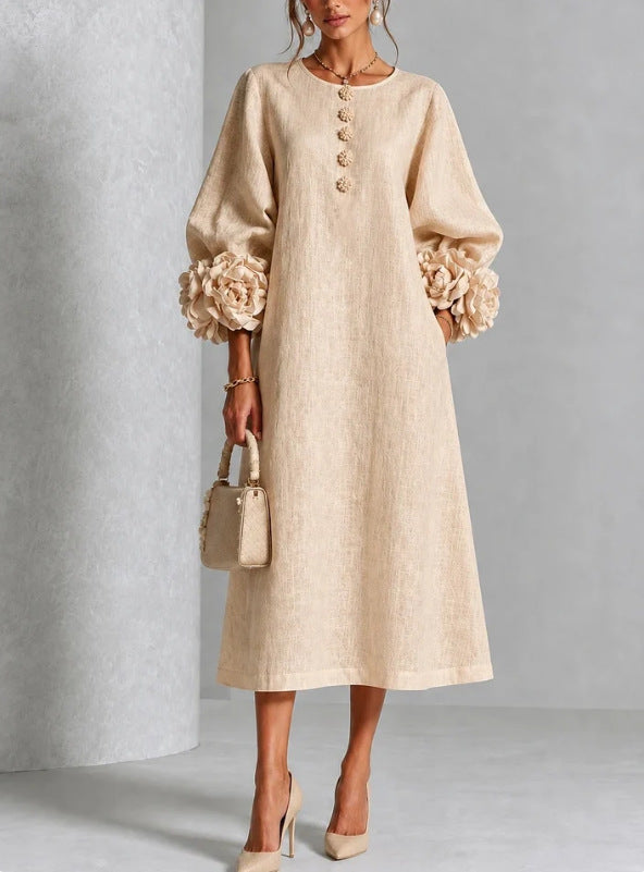 Westique | Theodosia Rosette-Cuff Button Midi Dress