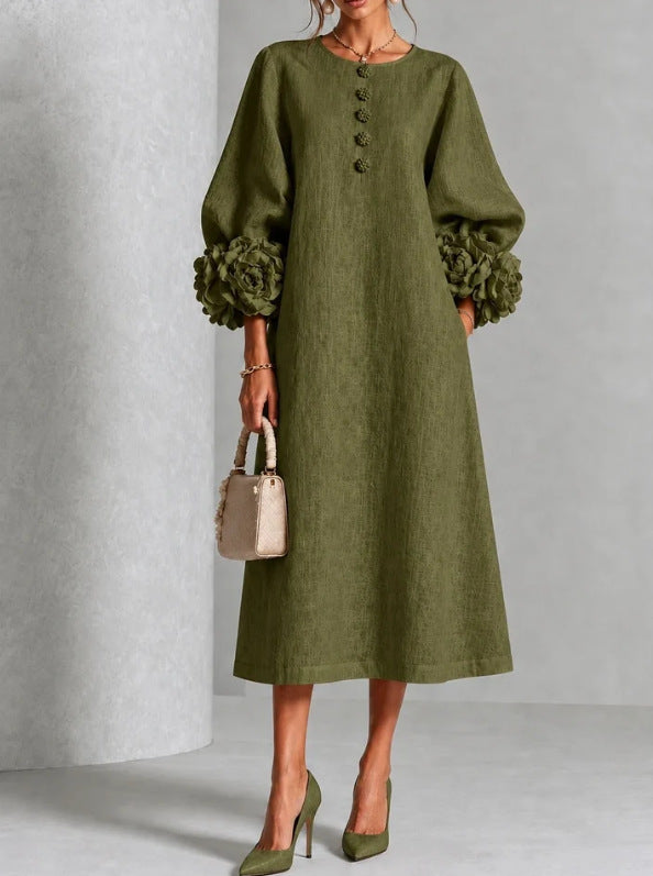 Westique | Theodosia Rosette-Cuff Button Midi Dress