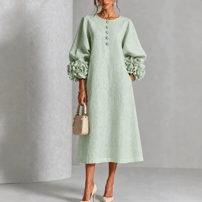 Westique | Theodosia Rosette-Cuff Button Midi Dress