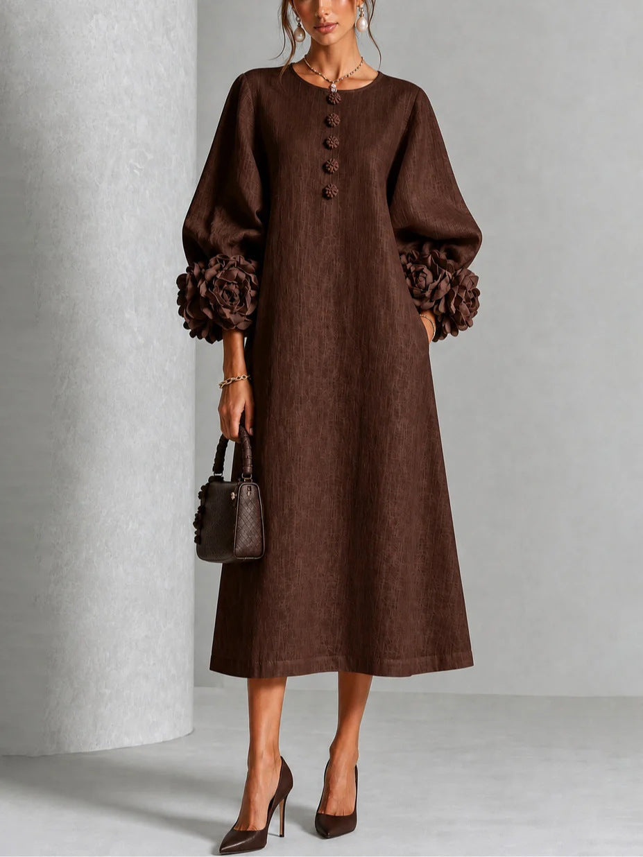 Westique | Theodosia Rosette-Cuff Button Midi Dress