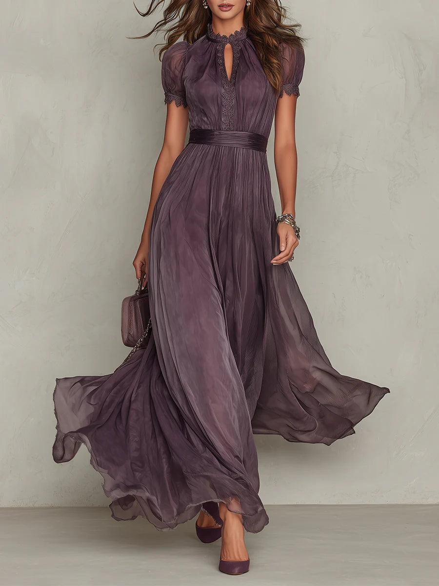 Westique | Babette Elegant Purple Chiffon Keyhole Maxi Dress