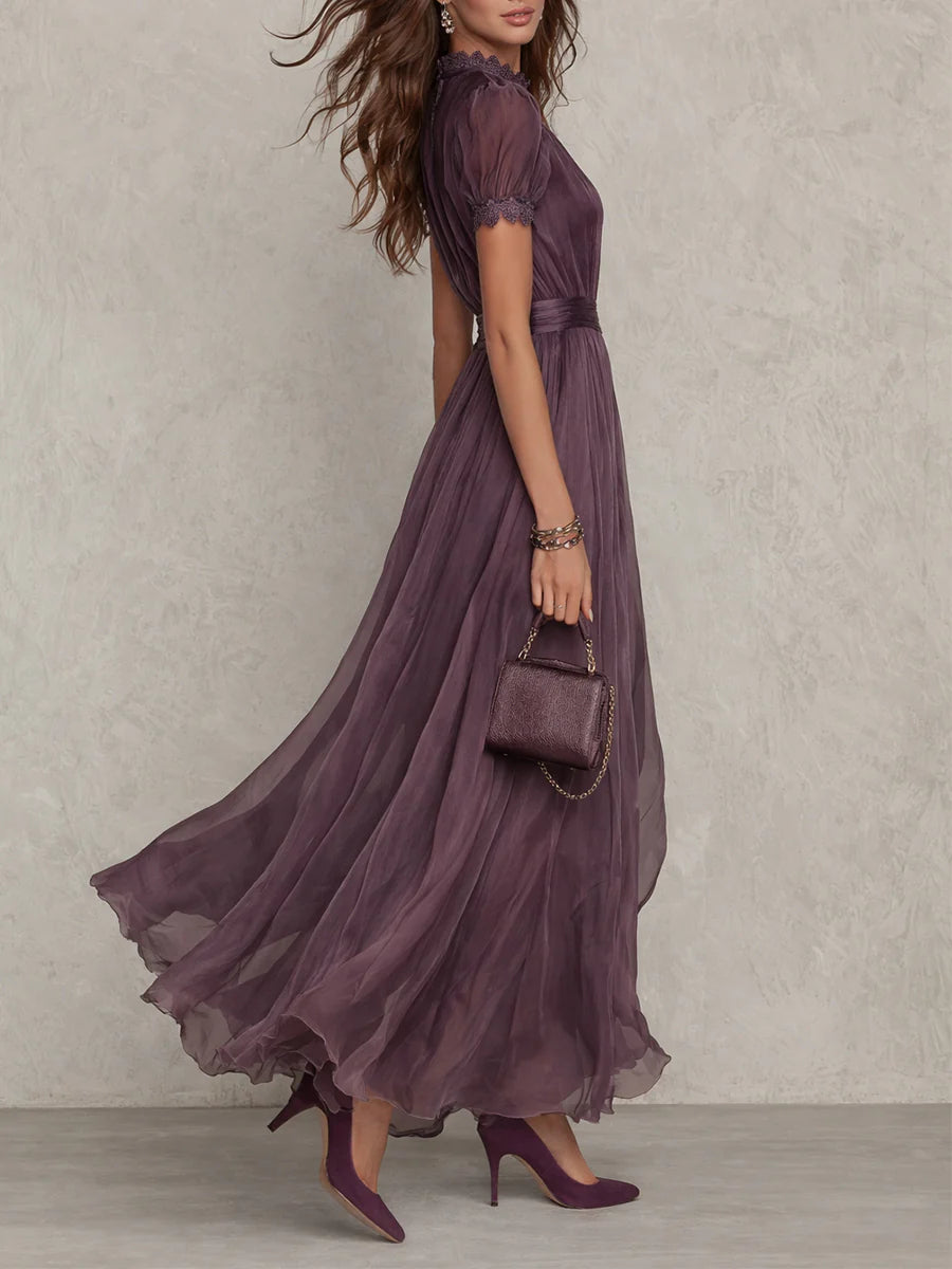 Westique | Babette Elegant Purple Chiffon Keyhole Maxi Dress