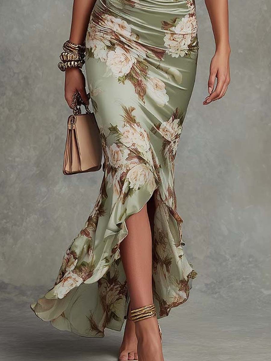 Westique | Anastasia Floral Satin Midi Dress