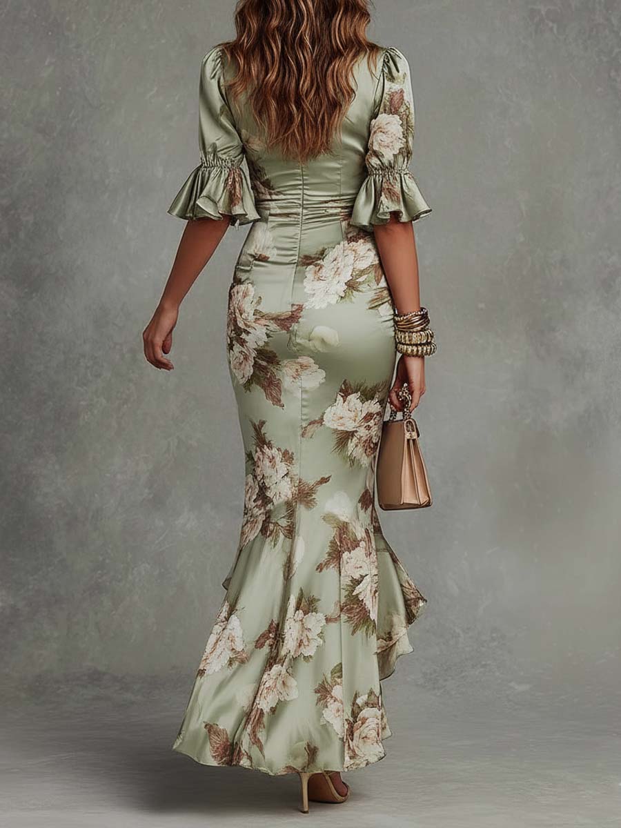 Westique | Anastasia Floral Satin Midi Dress