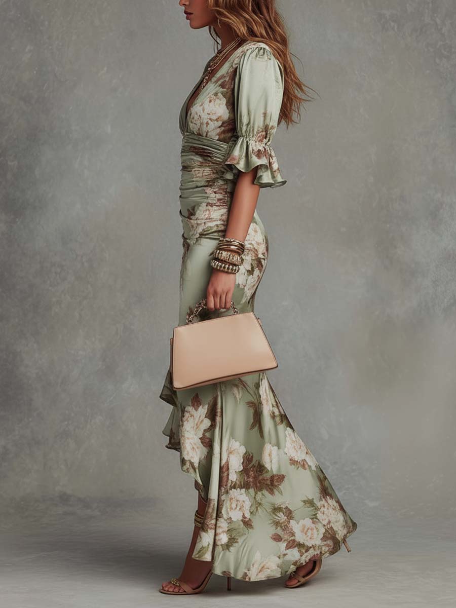 Westique | Anastasia Floral Satin Midi Dress