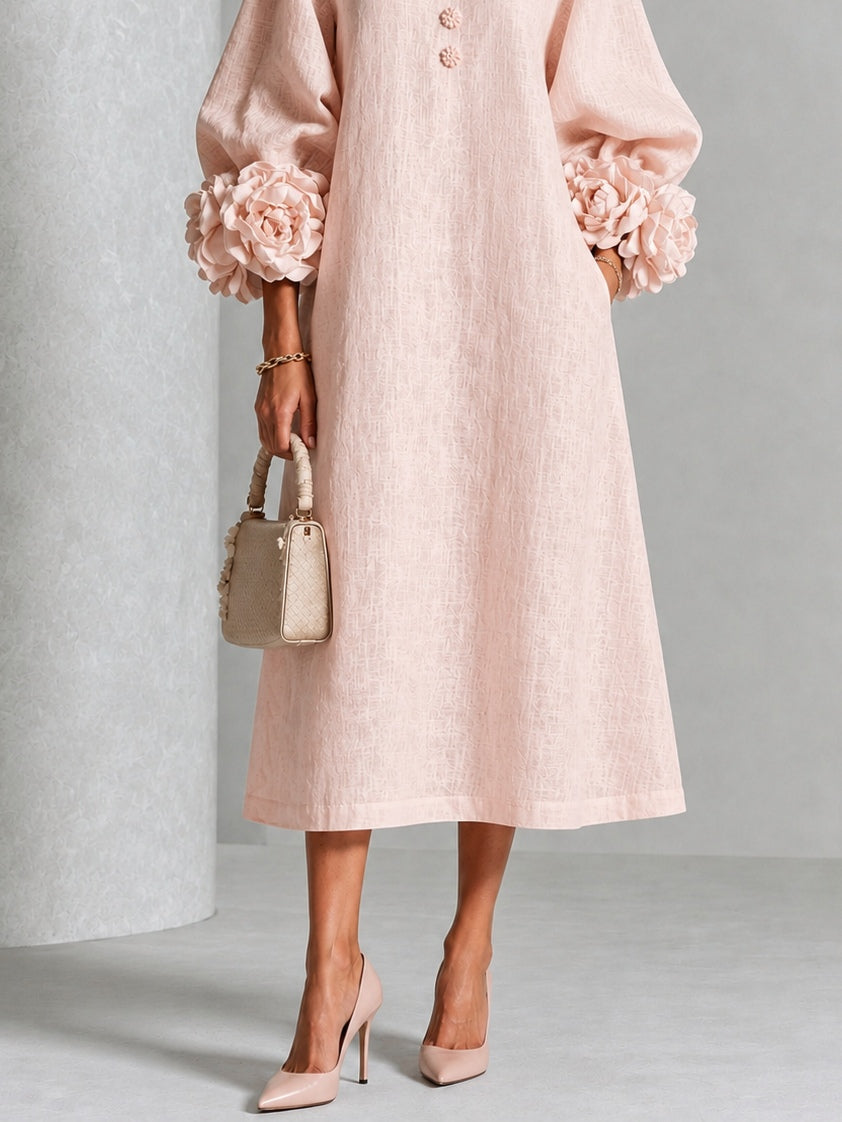 Westique | Theodosia Rosette-Cuff Button Midi Dress