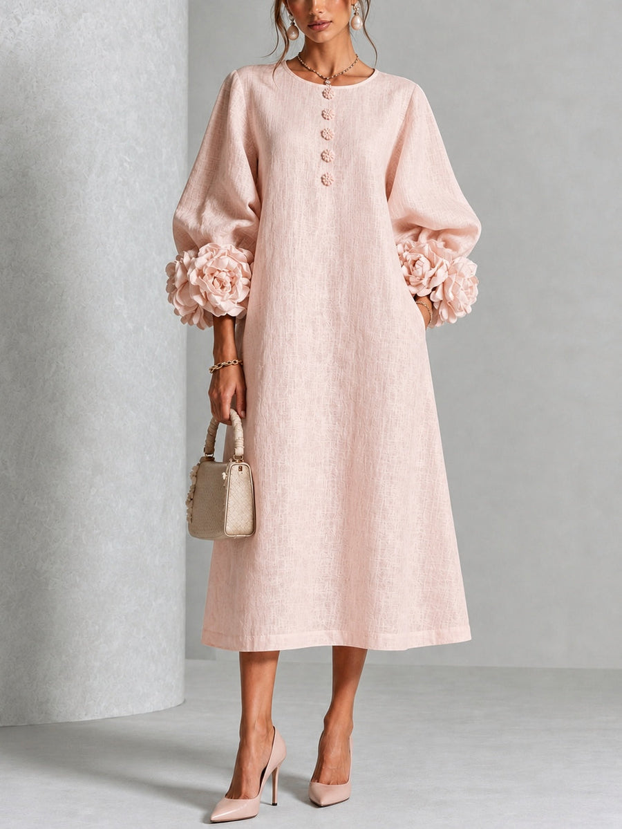 Westique | Theodosia Rosette-Cuff Button Midi Dress