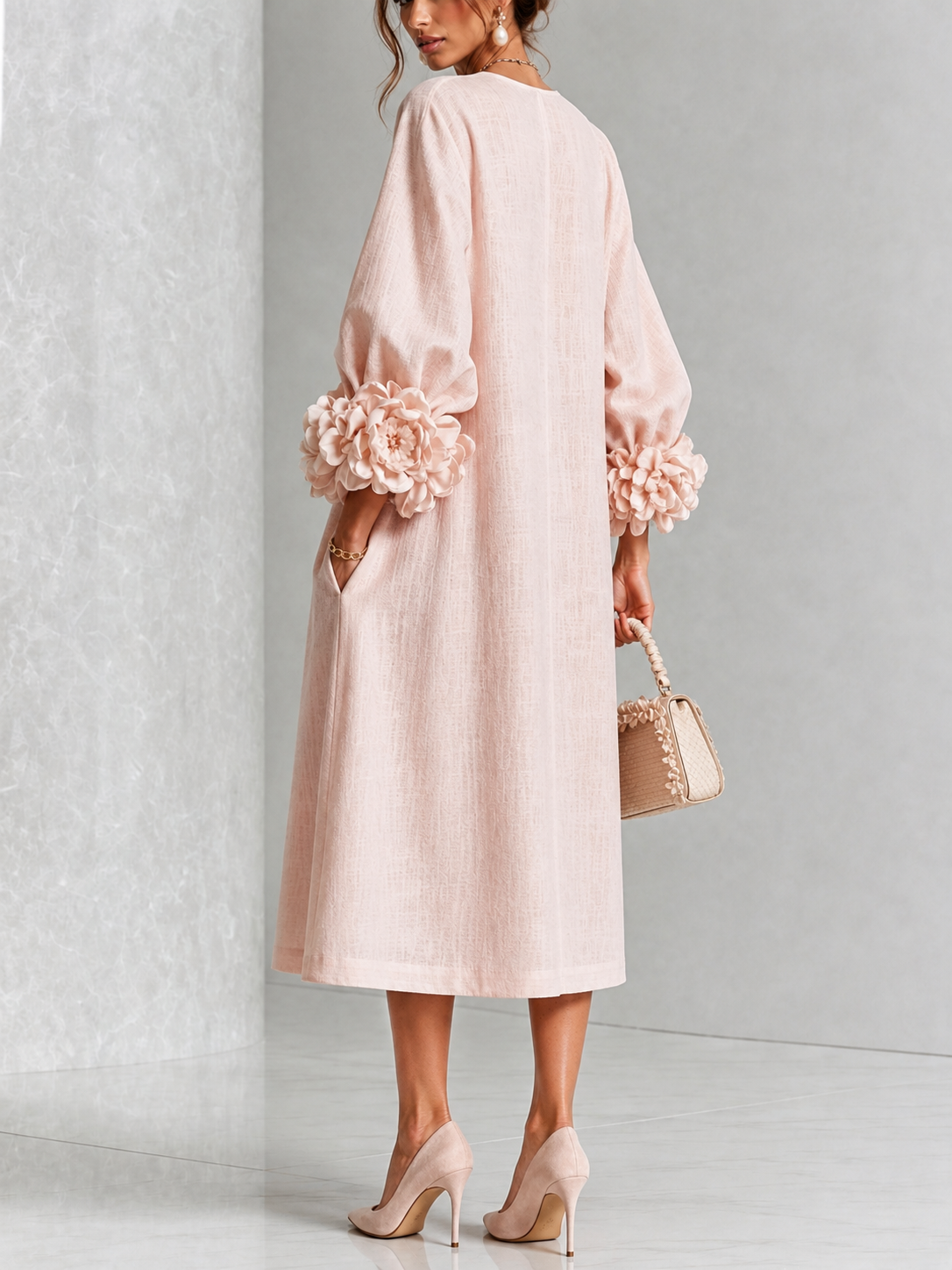 Westique | Theodosia Rosette-Cuff Button Midi Dress
