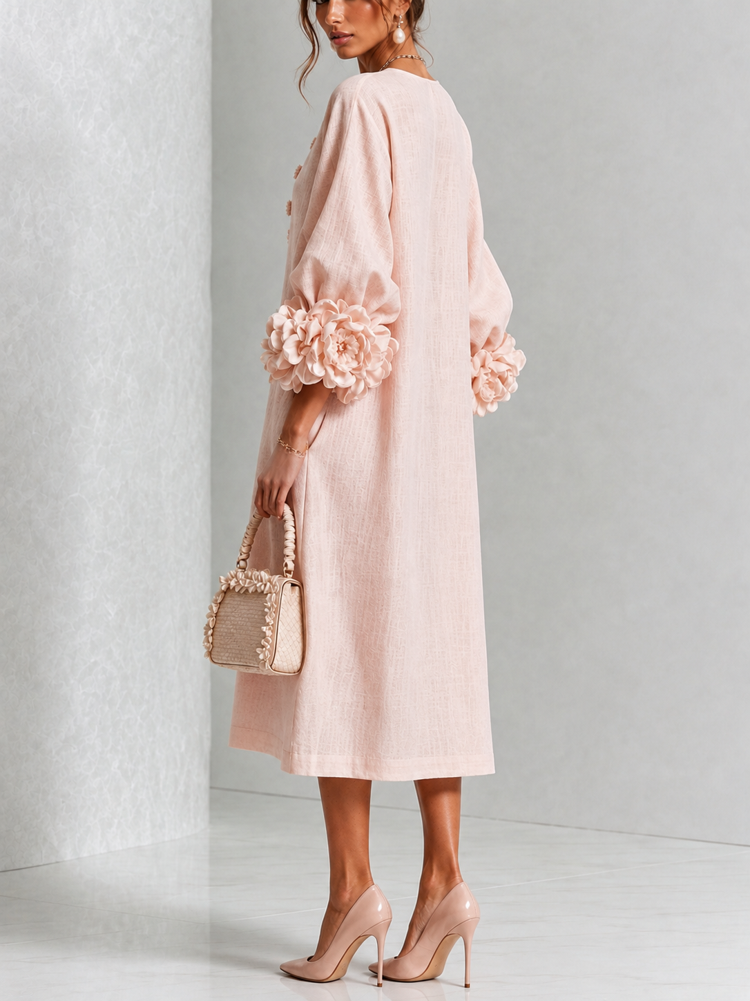 Westique | Theodosia Rosette-Cuff Button Midi Dress