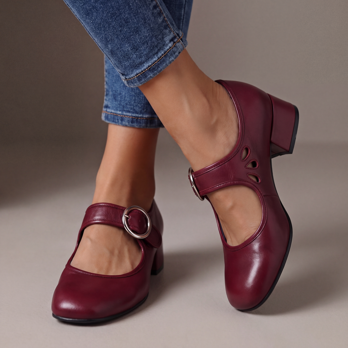 Victoria | Elegant Leather Mary Jane Heels
