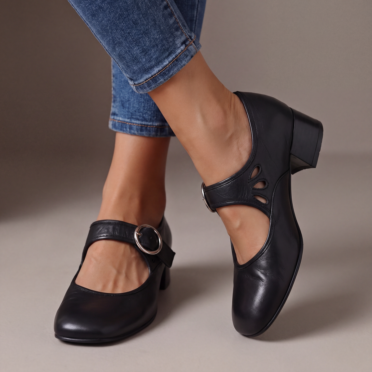 Victoria | Elegant Leather Mary Jane Heels