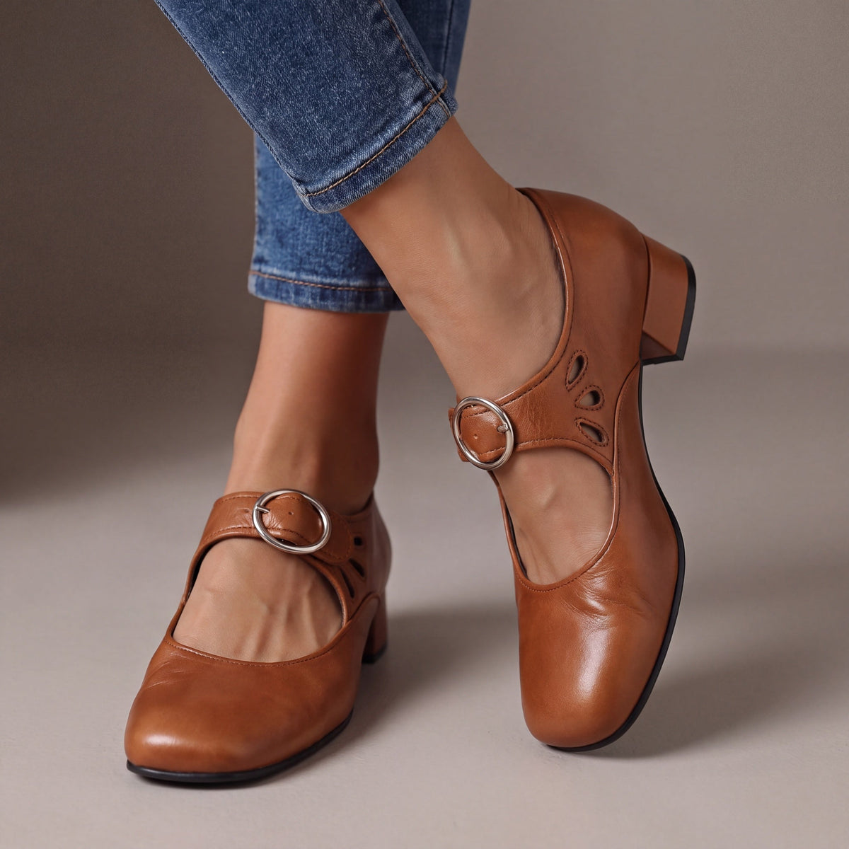 Victoria | Elegant Leather Mary Jane Heels