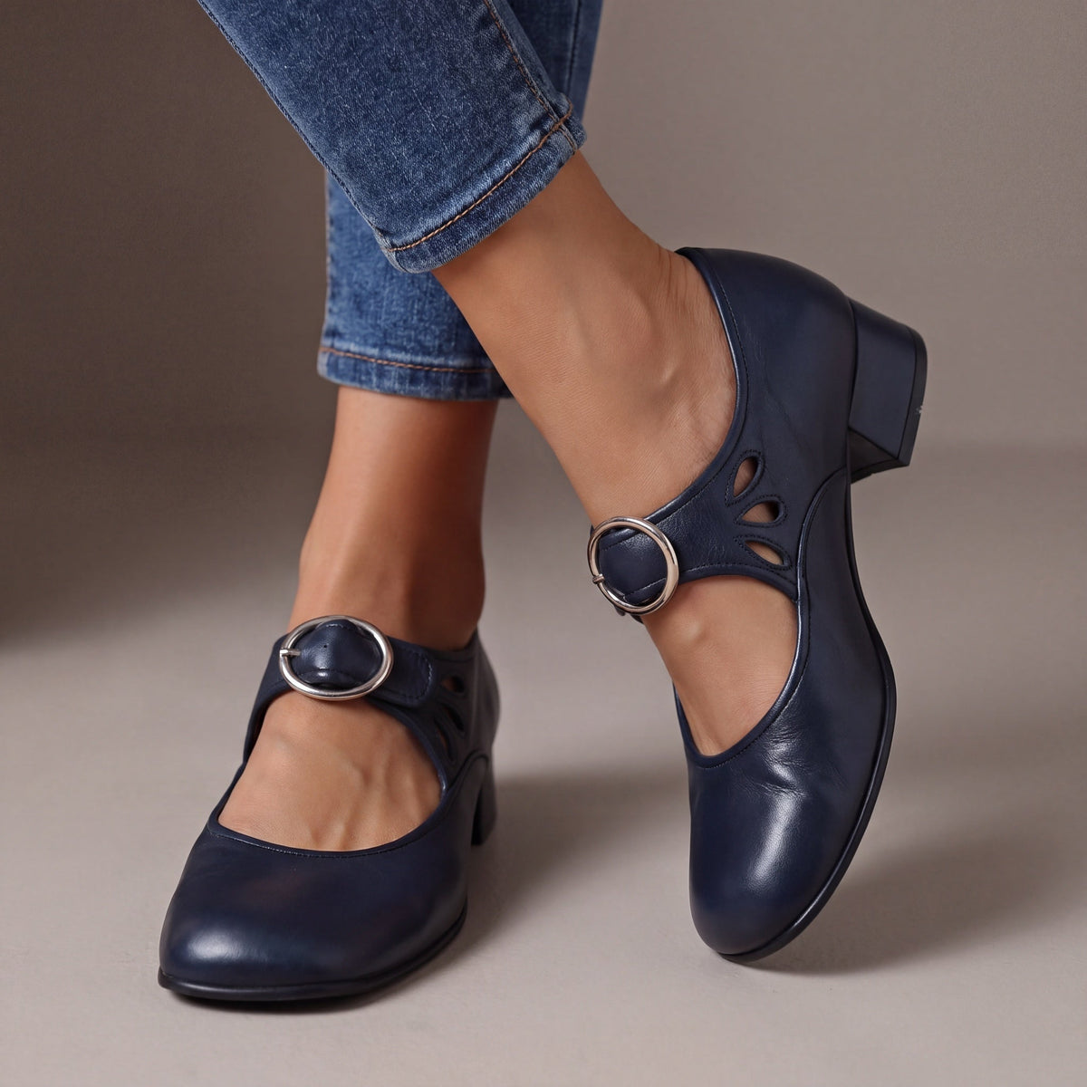 Victoria | Elegant Leather Mary Jane Heels